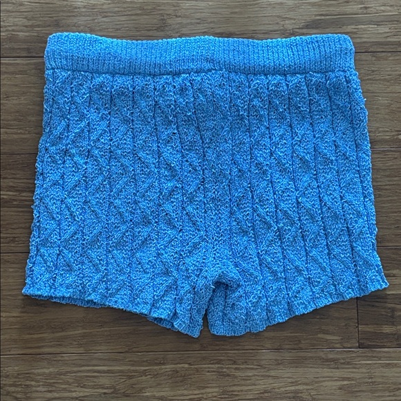 Free People Intimately Blue Textured Knit Lounge Shorts — Size M - Picture 5 of 5